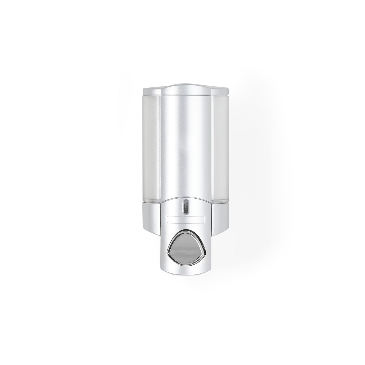 AVIVA Lockable Soap and Sanitiser Dispenser 1 - Satin Silver with Translucent Chamber, Chrome Button