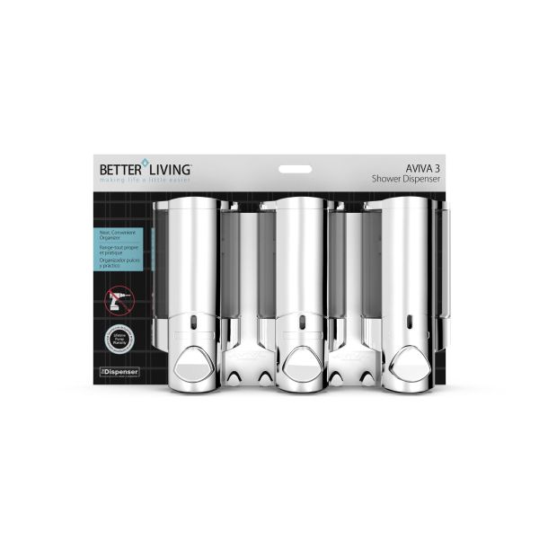 Better Living Products 76345-1 Aviva Three Chamber Dispenser Chrome