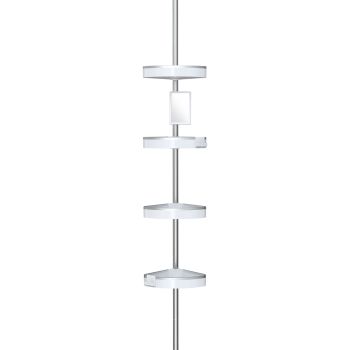 HiRISE 4 Tension Shower Caddy with Mirror - White/Aluminium