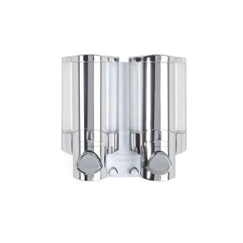 AVIVA Lockable 2 x 325ml Dispenser 2 - Chrome with Satin Silver Chambers and Chrome Buttons