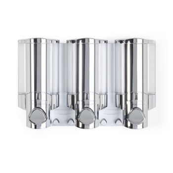 AVIVA Lockable 3 x 325ml Dispenser 3 - Chrome with Translucent Chambers and Chrome Buttons