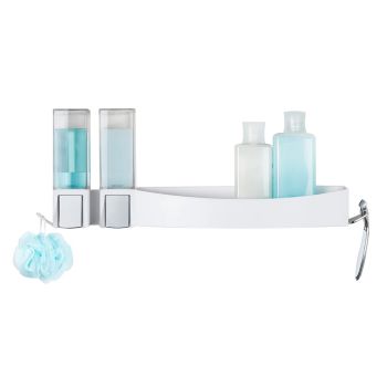 CLEVER COMBO - 1 x Clever Double Shower Dispenser + 1 x Clever Flip Shelf – Matte White