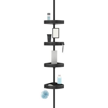 HiRISE 4 Tension Shower Caddy with Mirror - Black