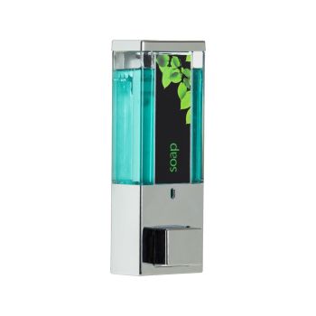 IQON Lockable Soap and Sanitiser Dispenser 1 - Chrome with Transparent Chamber, Chrome Button