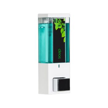 IQON Lockable Soap and Sanitiser Dispenser 1 - White with Transparent Chamber, Chrome Button