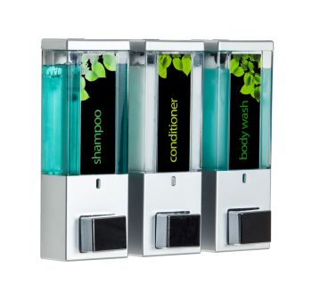 IQON Lockable Dispenser 3 - Satin Silver with Transparent Chamber, Chrome Buttons