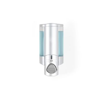 AVIVA Lockable 300ml Soap and Sanitiser Dispenser 1 - Satin Silver with Translucent Chamber, Chrome Button