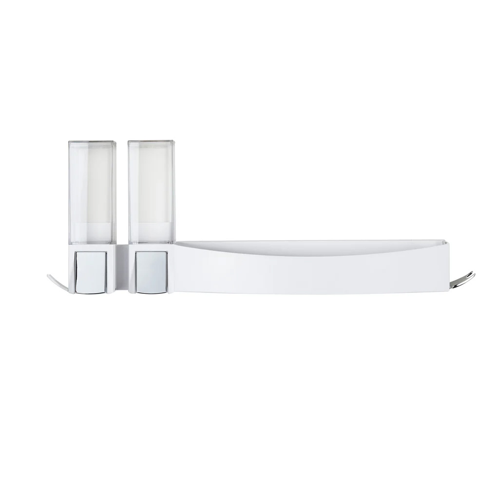 CLEVER COMBO - 1 x Clever Double Shower Dispenser + 1 x Clever Flip Shelf – Matte White