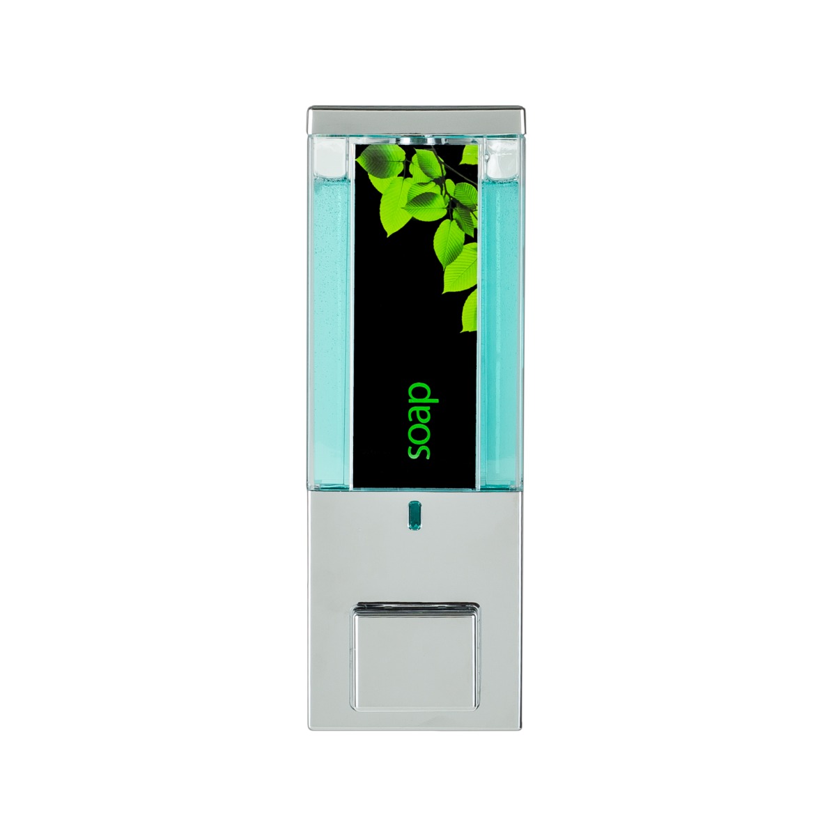IQON Lockable Soap and Sanitiser Dispenser 1 - Chrome with Transparent Chamber, Chrome Button