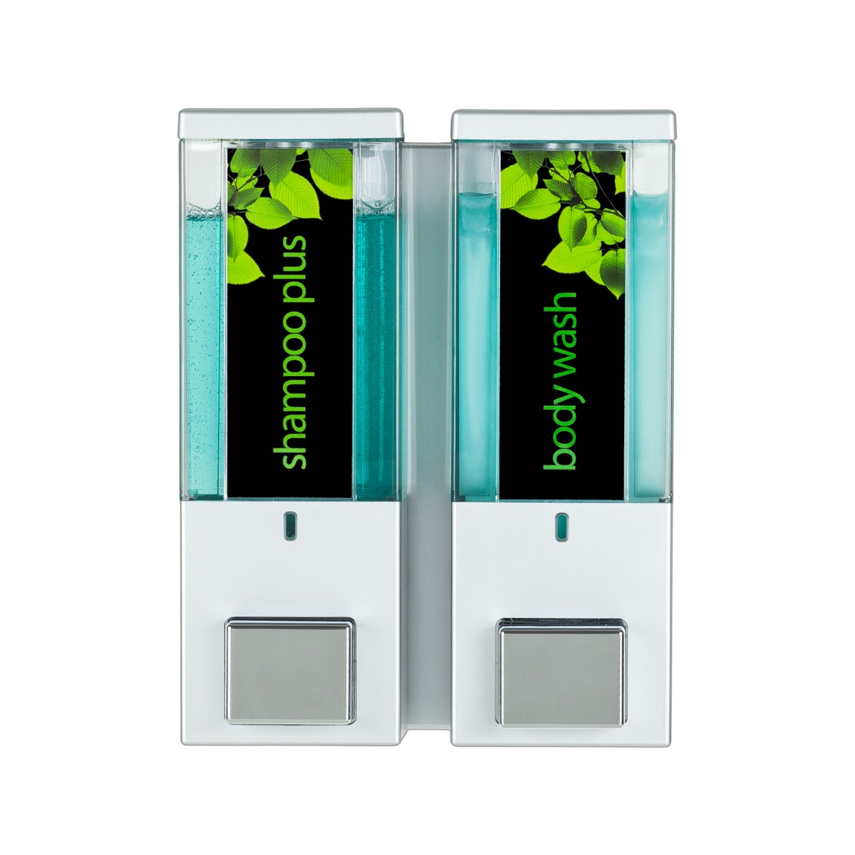 IQON Lockable Dispenser 2 - Satin Silver with Transparent Chamber, Chrome Button