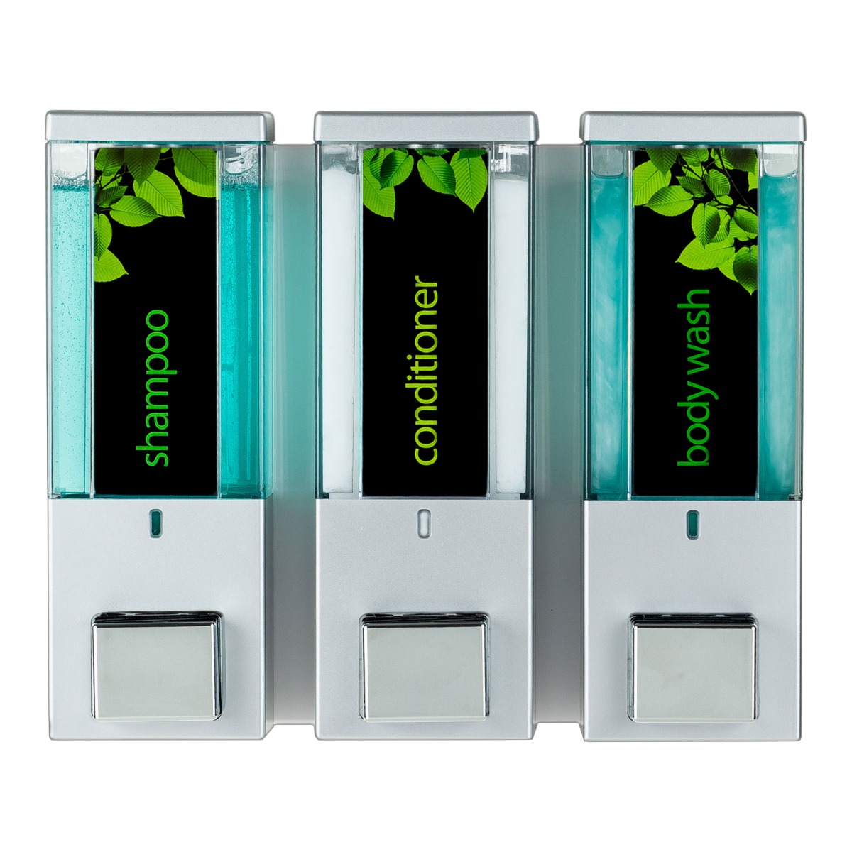 IQON Lockable Dispenser 3 - Satin Silver with Transparent Chamber, Chrome Buttons